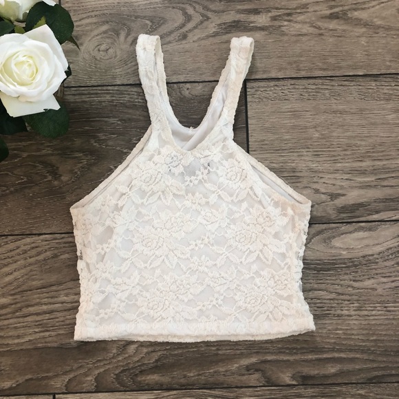 TELA white lace crop top size extra small - Picture 3 of 6